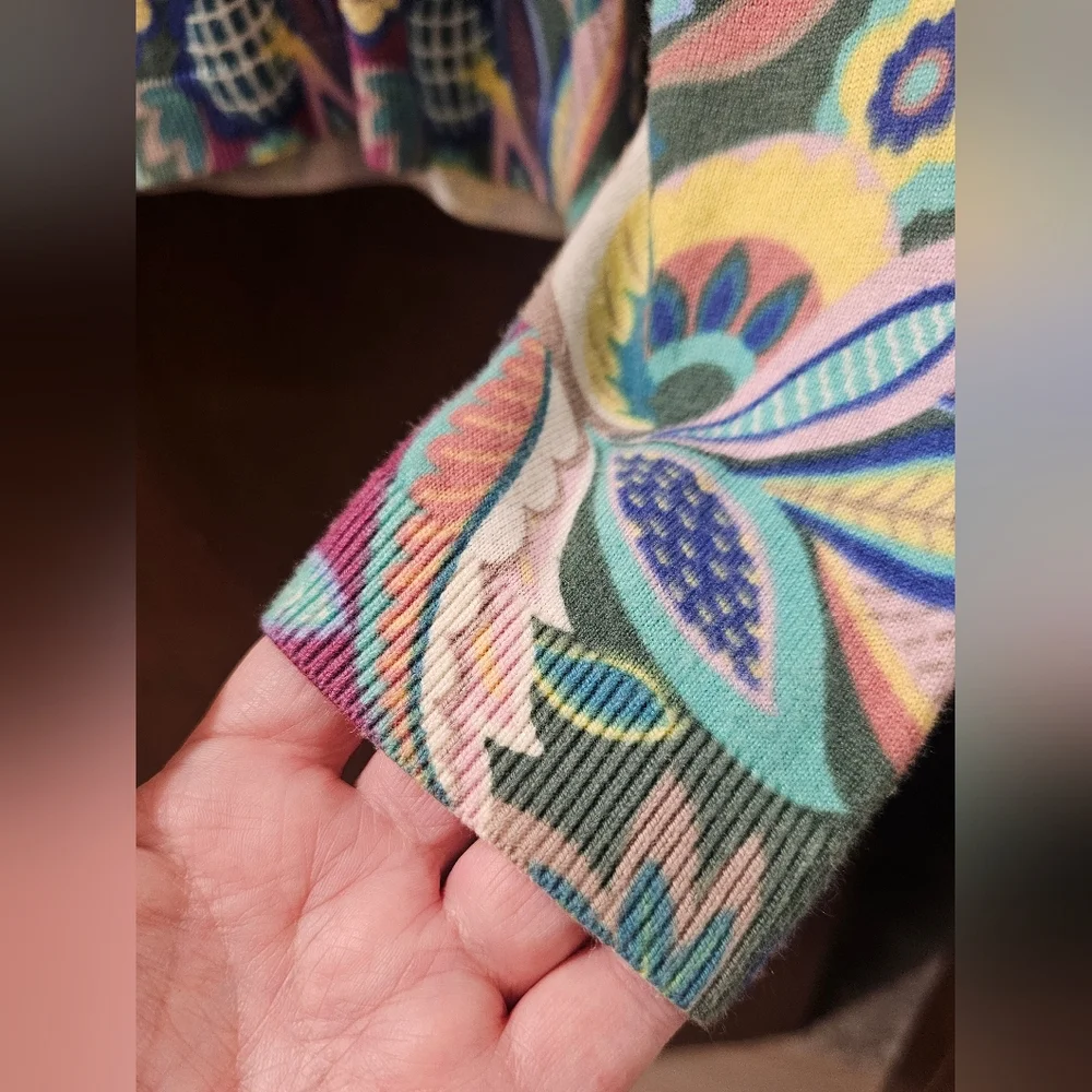 Women's Size L Talbot's  Colorful Patterned Long Sleeve Sweater SOFT - Picture 7 of 13